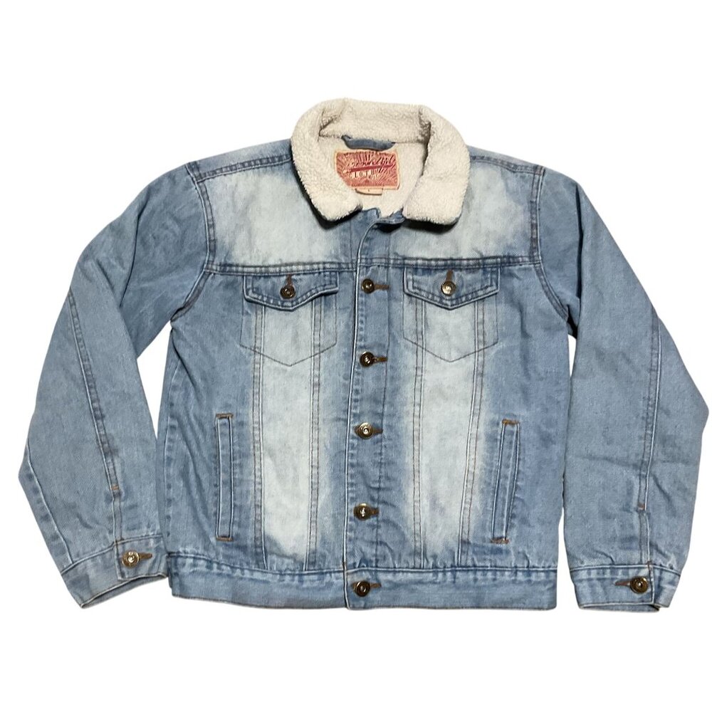 Sherpa Lined Trucker Jacket Size L Jeans Jacket Distressed Brooklyn Clothing
